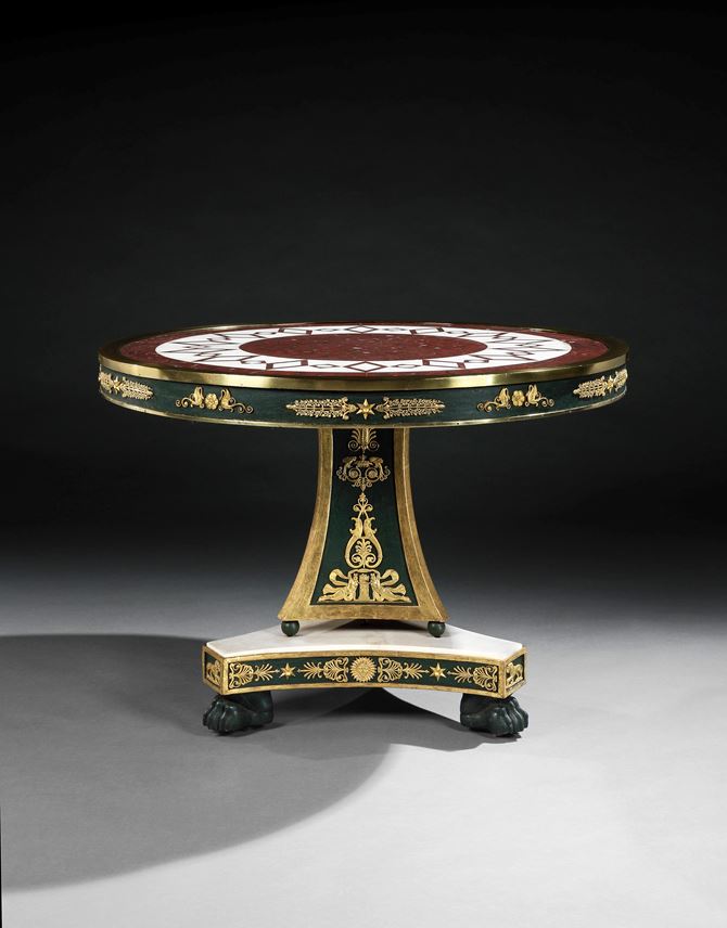 An important inlaid marble, bronzed and ormolu mounted centre table | MasterArt